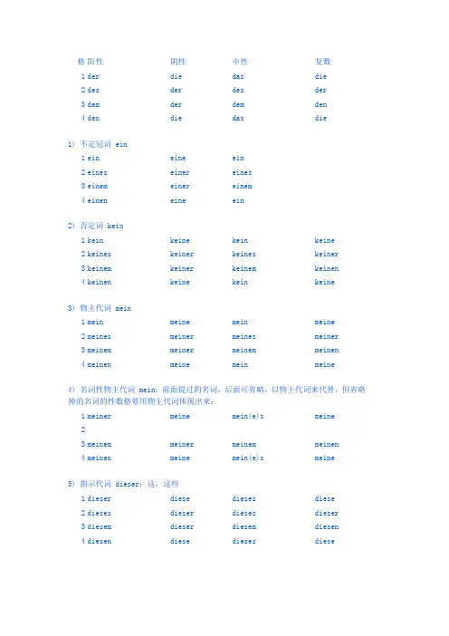 德语定冠词及其他语法