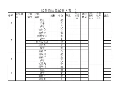 仪器借还登记表1