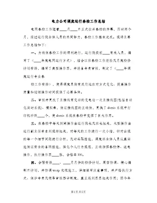 电力公司调度运行春检工作总结（2篇）