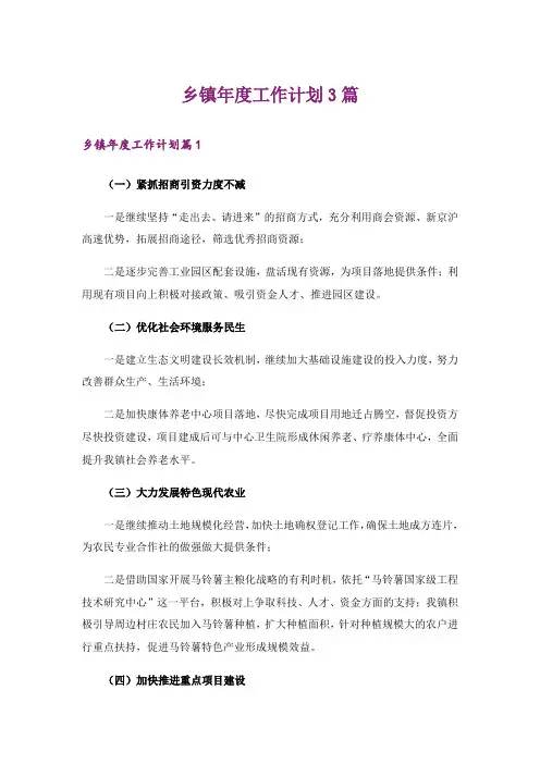 乡镇年度工作计划3篇