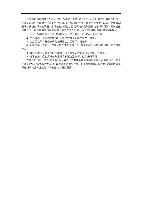 钻井地质循环