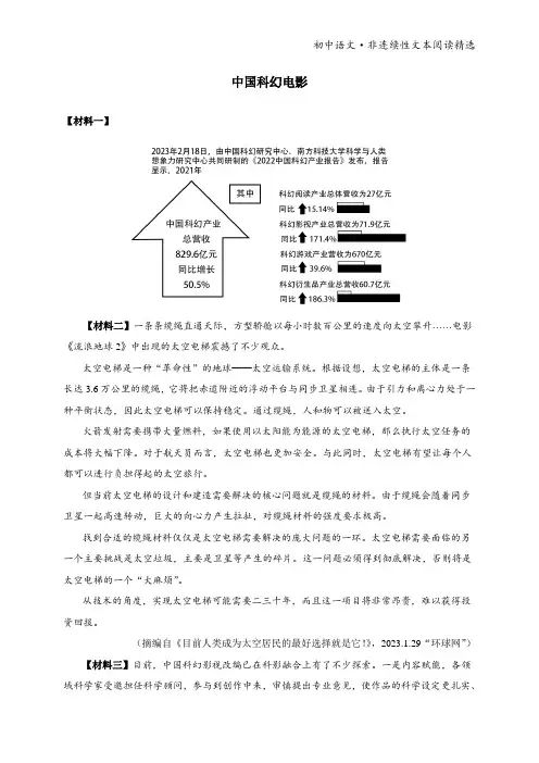 初中语文 非连续性文本阅读精选《中国科幻电影》