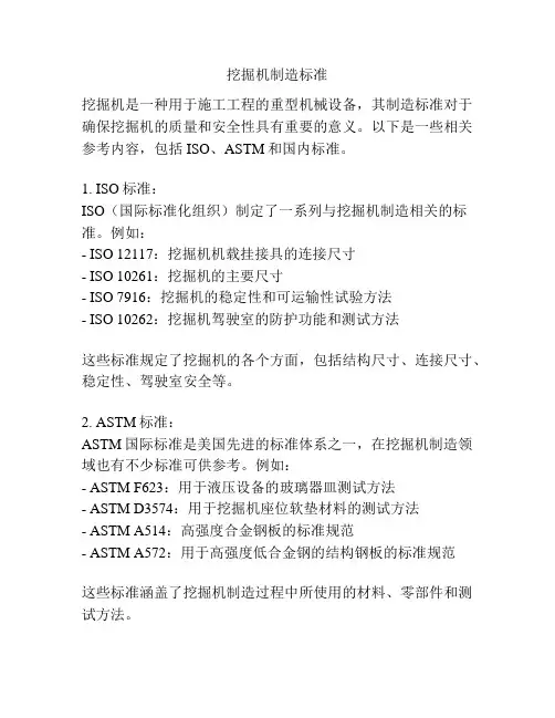 挖掘机制造标准