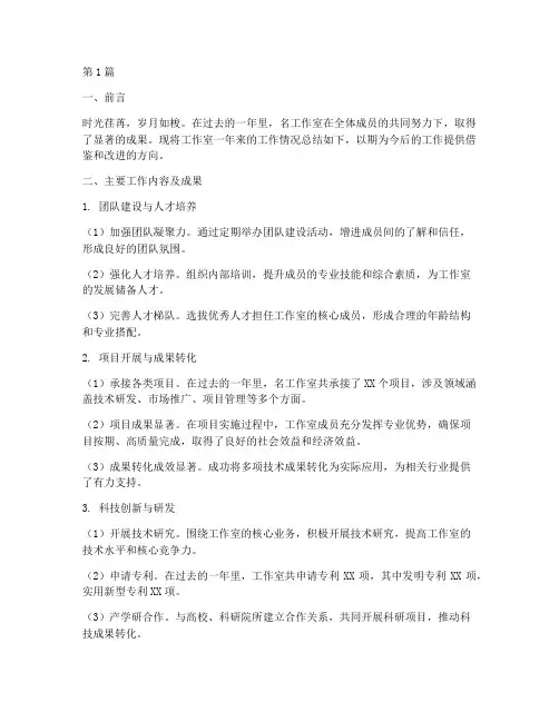 名工作室年度总结(3篇)
