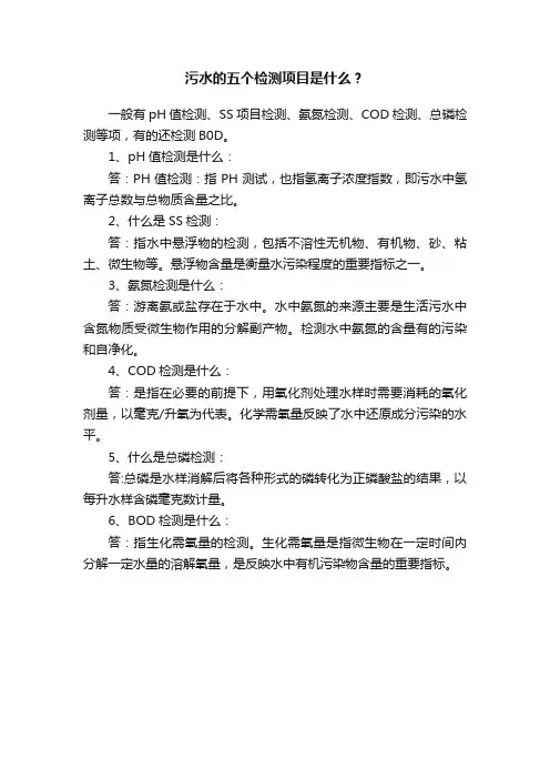 污水的五个检测项目是什么？