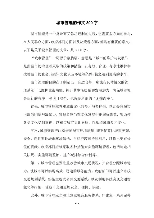 城市管理的作文800字