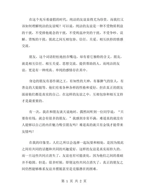 纯洁的友谊作文范文