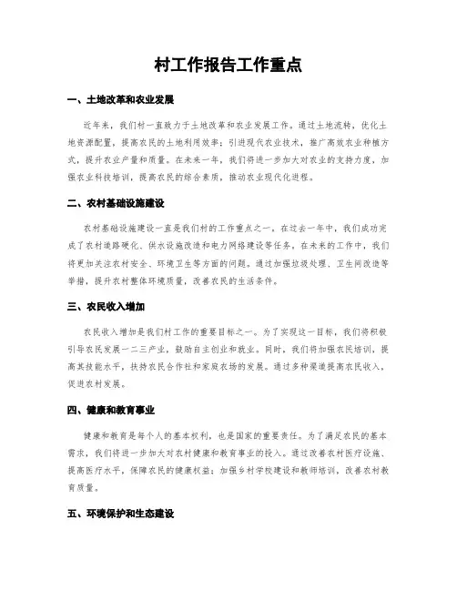 村工作报告工作重点