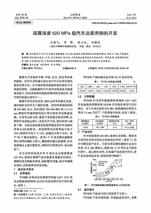 屈服强度620MPa级汽车边梁用钢的开发