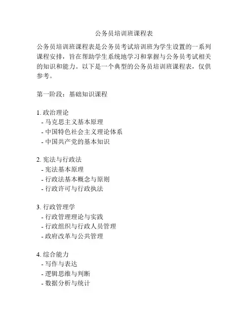 公务员培训班课程表