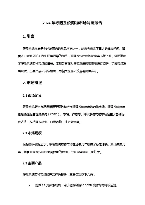 2024年呼吸系统药物市场调研报告