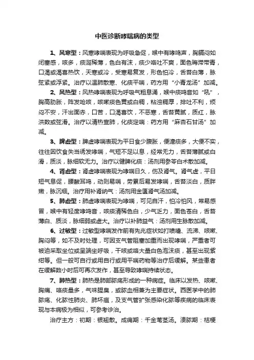 中医诊断哮喘病的类型