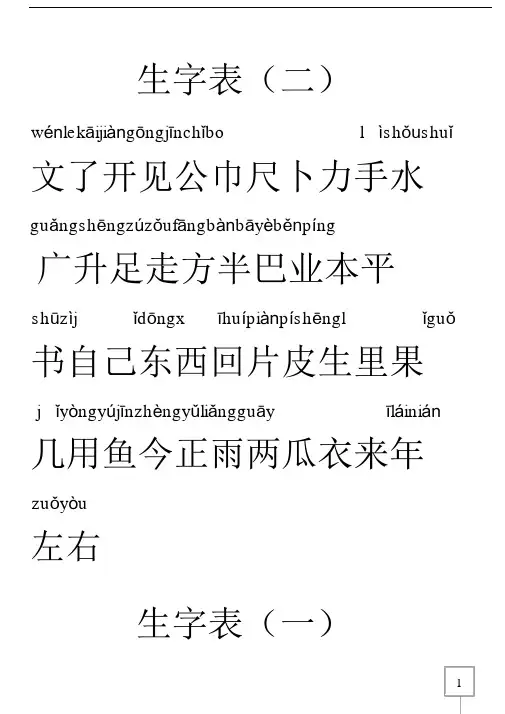 孩子小学一年级生字表(带拼音)-(7476)