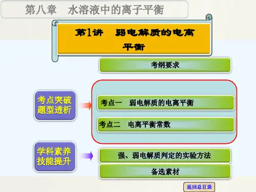 【高考领航】高考化学一轮复习专题讲座课件(人教版)：弱电解质的电离平衡
