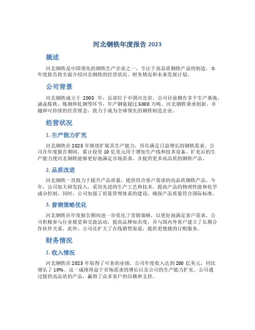 河北钢铁年度报告2023