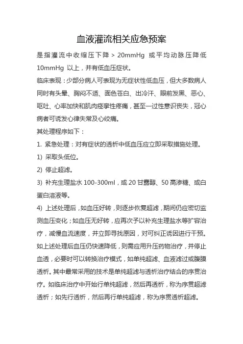 血液灌流相关应急预案