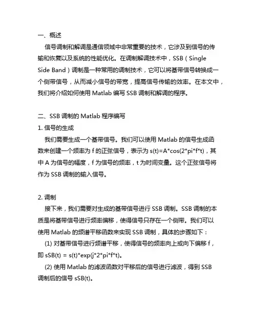 ssb调制和解调的matlab程序