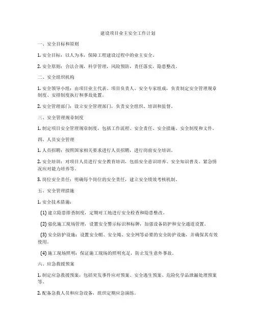建设项目业主安全工作计划
