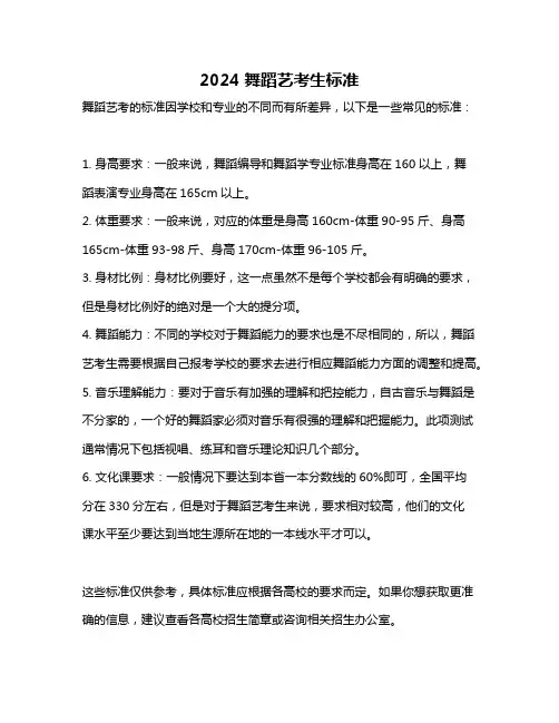 2024舞蹈艺考生标准