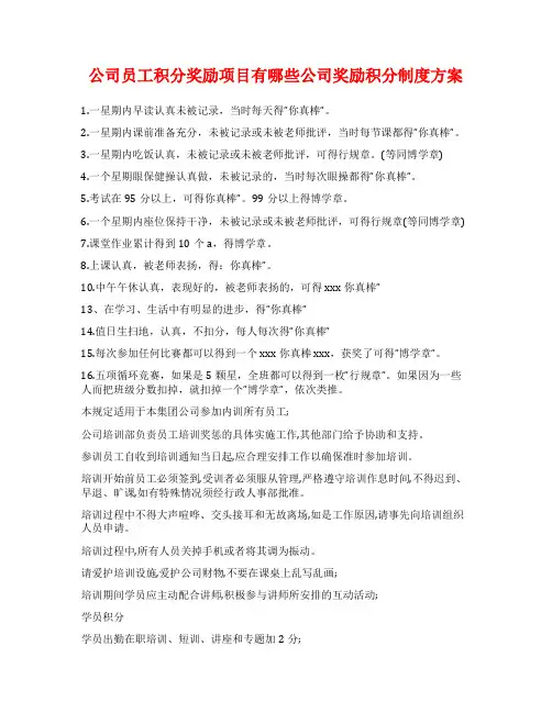 公司员工积分奖励项目有哪些公司奖励积分制度方案