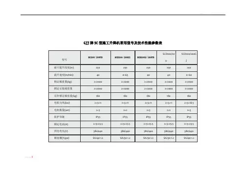 施工电梯技术参数