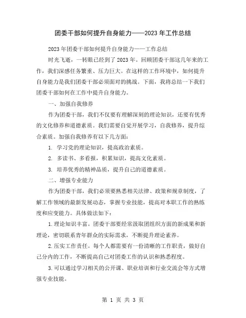 团委干部如何提升自身能力——2023年工作总结