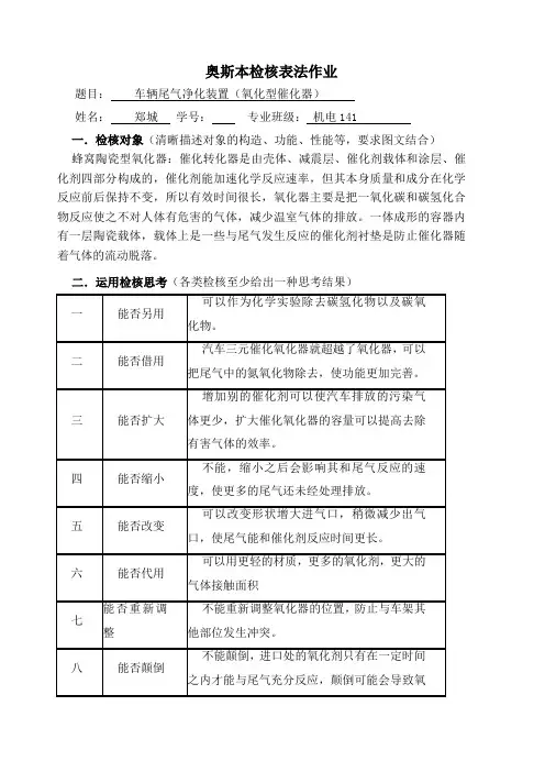 奥斯本检核表作业模板
