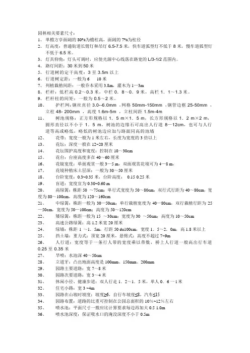 园林相关要素尺寸
