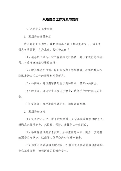 汛期安全工作方案与安排