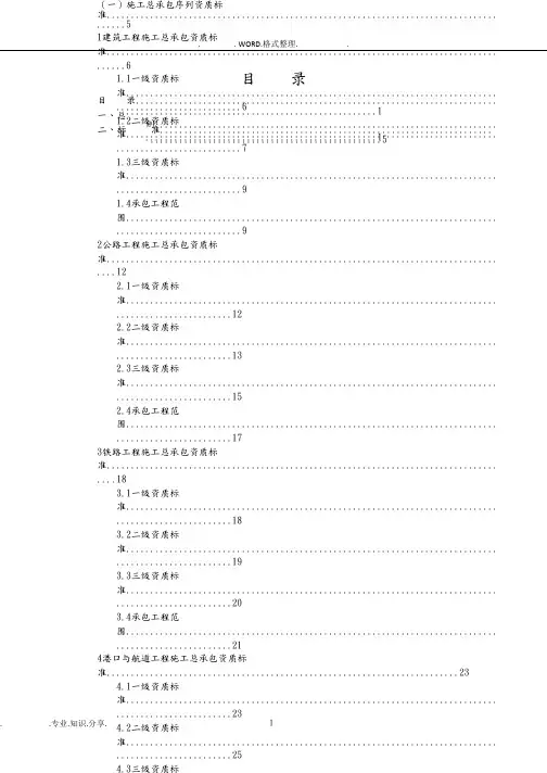2017年建筑企业资质最新标准