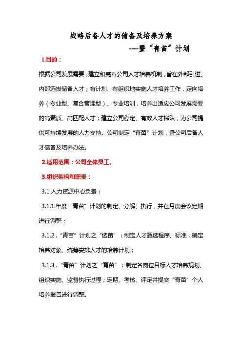 战略后备人才的储备及培养方案