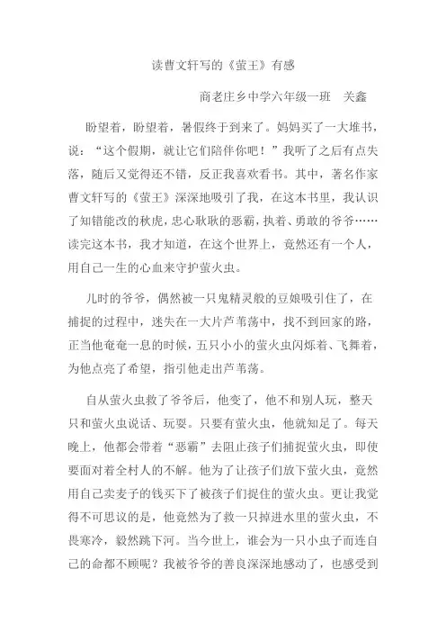 曹文轩作品读后感 DOCX 文档