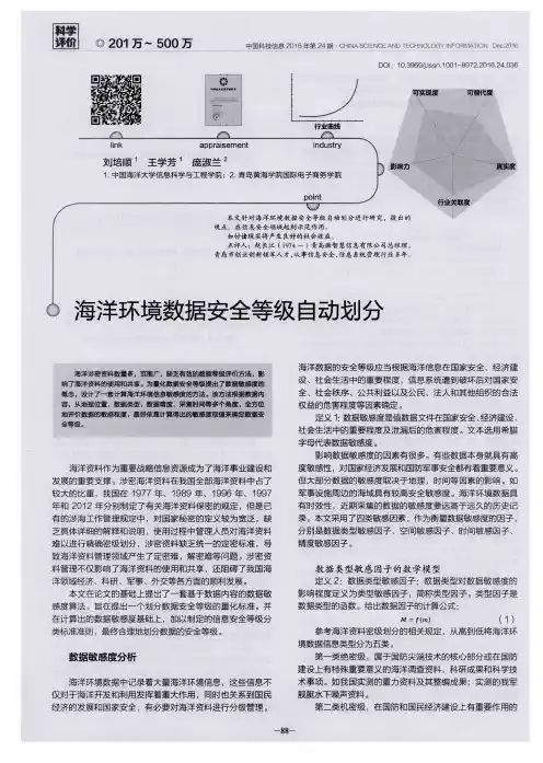 海洋环境数据安全等级自动划分