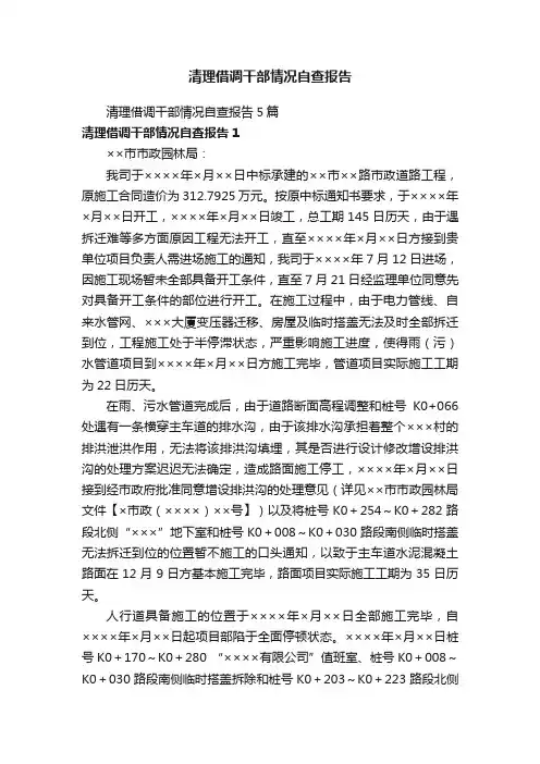 清理借调干部情况自查报告