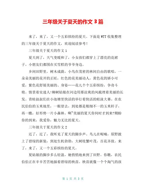 三年级关于夏天的作文3篇