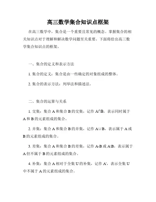 高三数学集合知识点框架