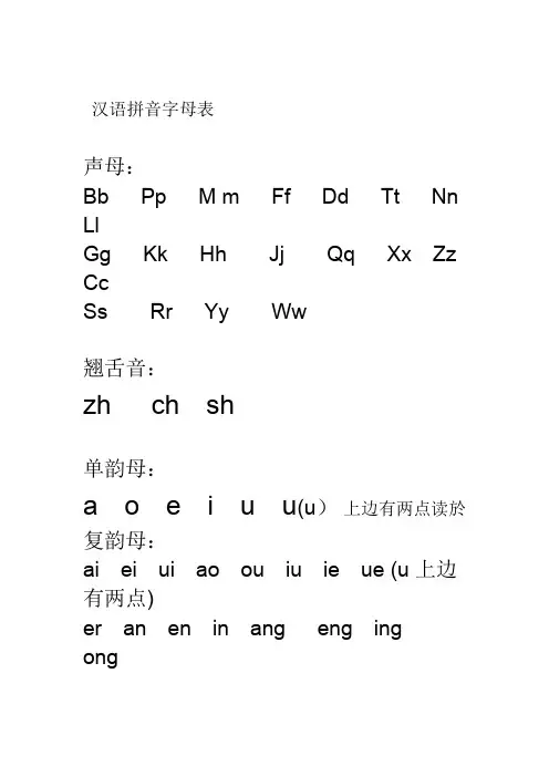 汉语拼音字母表 完整版 可A4打印重点讲义资料
