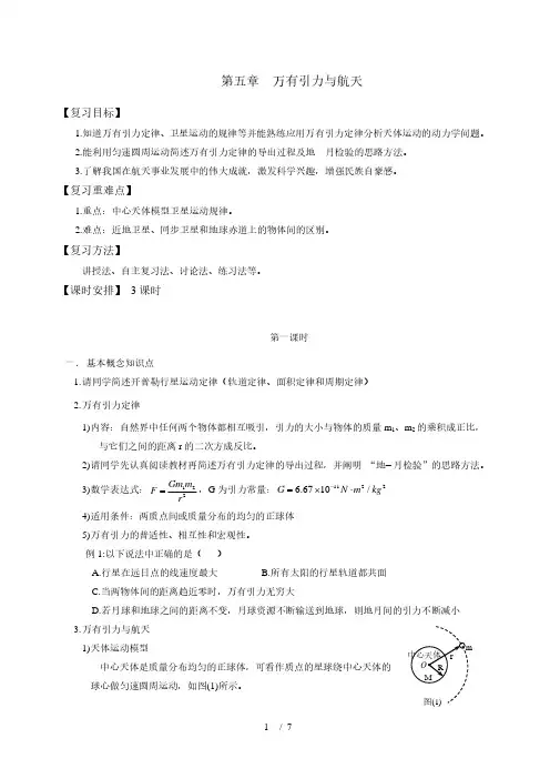 6.1万有引力和航天—2021届高中物理一轮复习教案(必修二)