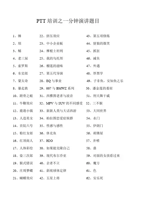 PTT演讲题目(必备)