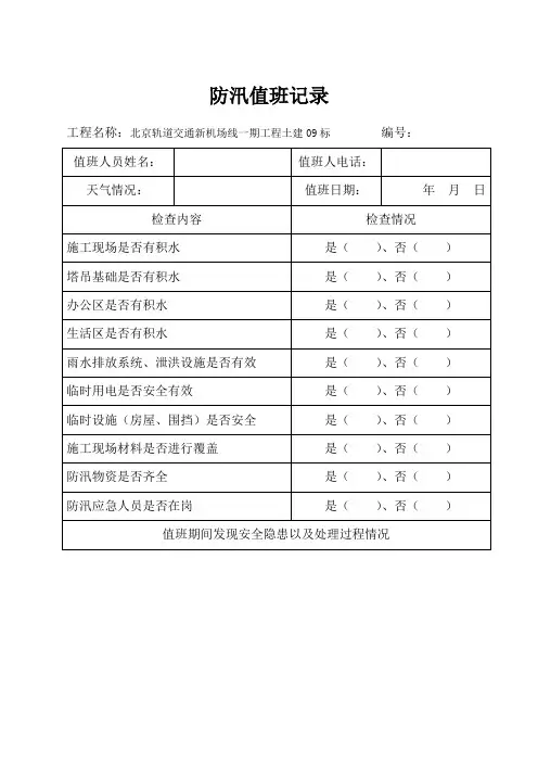 防汛值班记录