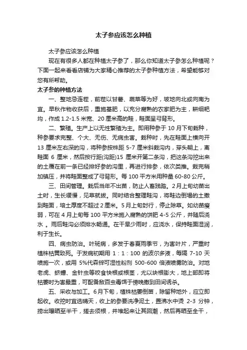 太子参应该怎么种植