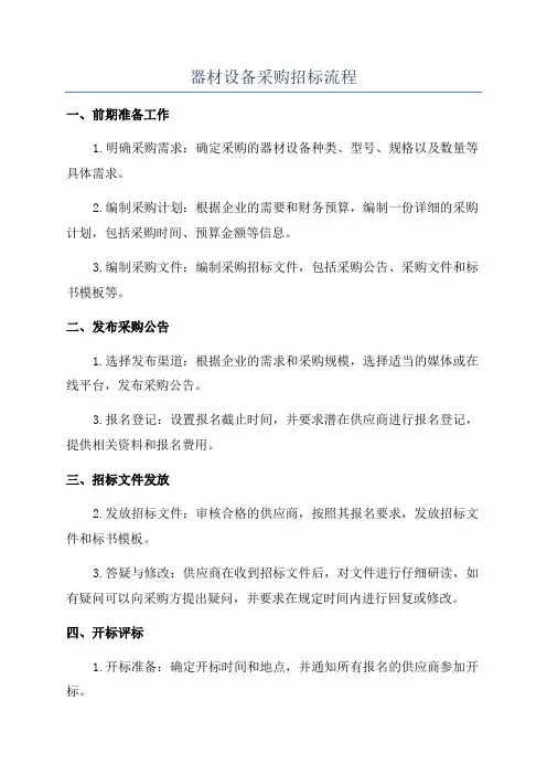 器材设备采购招标流程