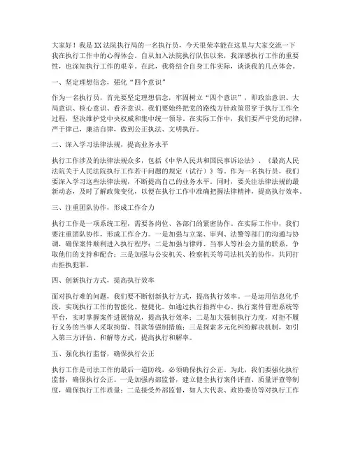 法院执行经验交流发言稿