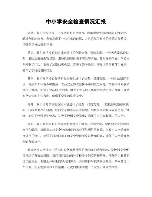 中小学安全检查情况汇报