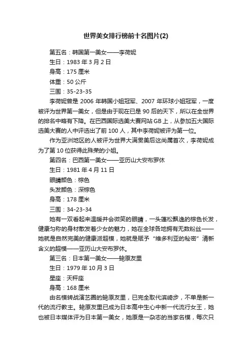 世界美女排行榜前十名图片（2）