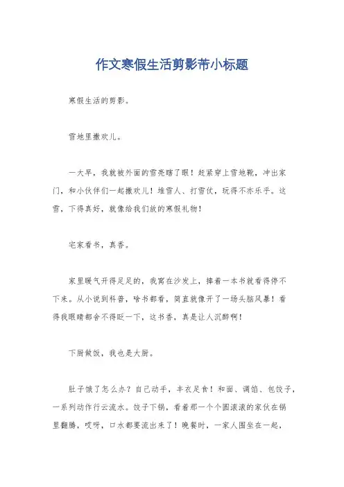 作文寒假生活剪影芾小标题