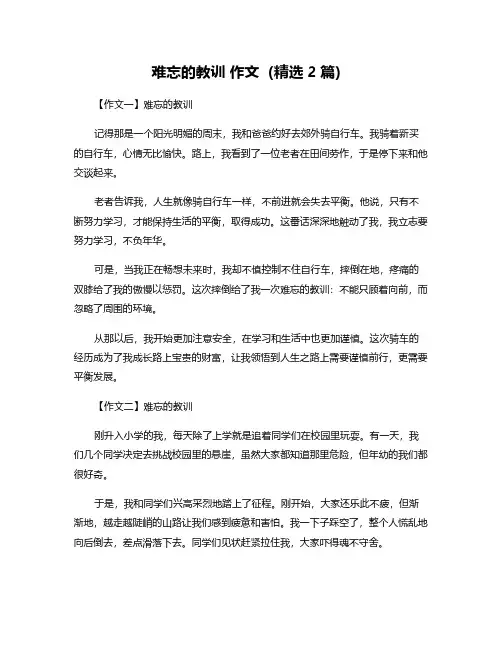 难忘的教训 作文(精选2篇)