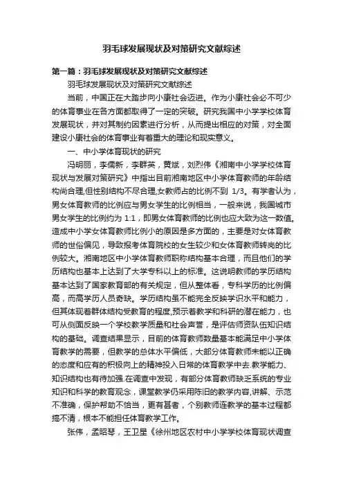 羽毛球发展现状及对策研究文献综述