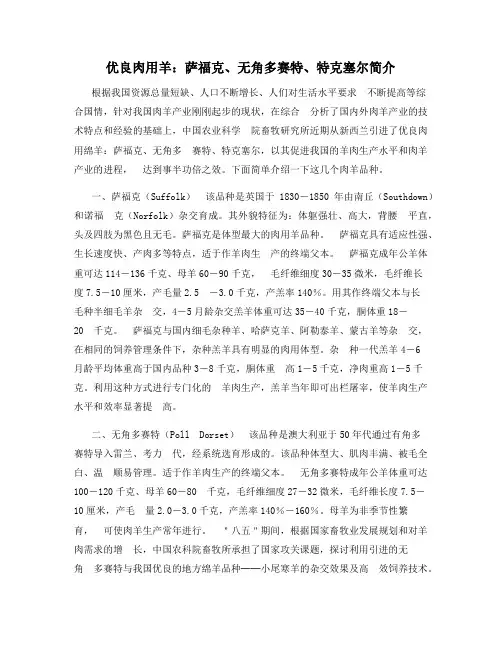 优良肉用羊：萨福克、无角多赛特、特克塞尔简介