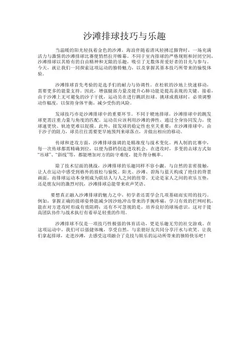 沙滩排球技巧与乐趣